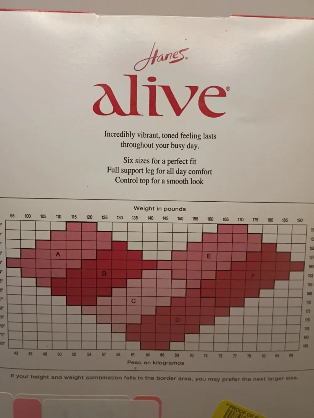Hanes Alive Full Support Control Top Pantyhose‎ Size C Barely There